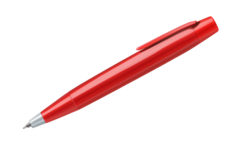 Bright red pen isolated on transparent background showcasing its design and color, ideal for office use or study materials