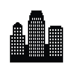 Stylized silhouette cityscape vector illustration with multiple skyscrapers silhouette vector illustration white background