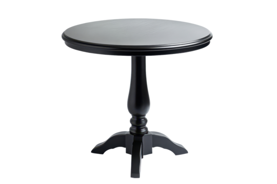 Black mini round table features a simple design perfect for small spaces or minimalist decor, set against a bright white background to highlight its elegance and style