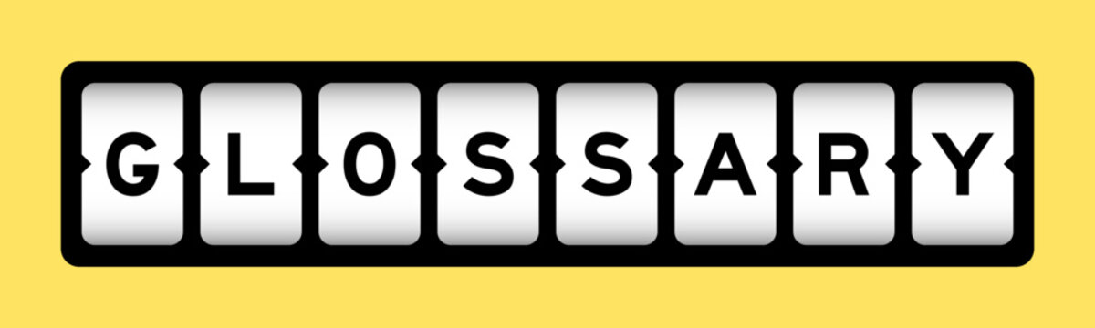Black color in word glossary on slot banner with yellow color background