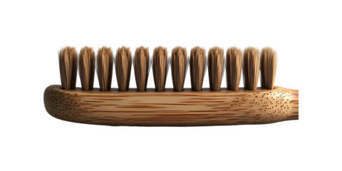 Bamboo Toothbrush With Natural Bristles. Eco-Friendly Oral Hygiene Solution Isolated On Transparent Background