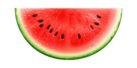 Watermelon Slice Illustration. Fresh Summer Fruit With Juicy Red Flesh And Seeds Isolated On Transparent Background