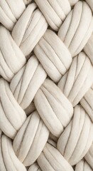 Close-up of White Woven Textile with Soft Cotton Stripes.