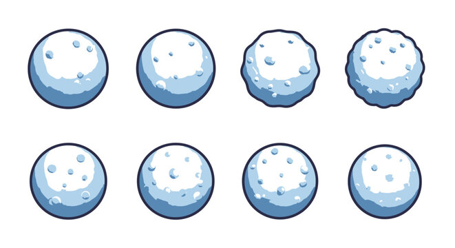 Cartoon snowball collection set for winter design elements.
