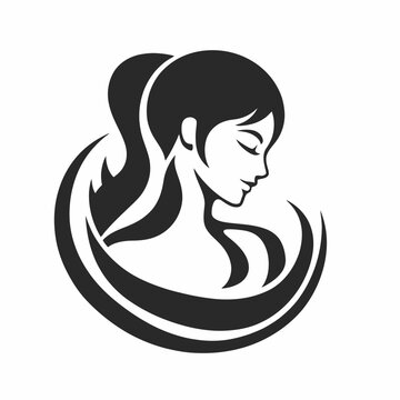 Elegant woman&acirc;&euro;&trade;s artistic minimalist portrait with abstract flowing shapes, simple silhouette