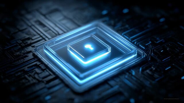 Futuristic Tech Chip Security Protection Concept