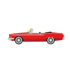 Fototapeta premium A vibrant red convertible classic car, presented in a clean, simple style against a dark background.