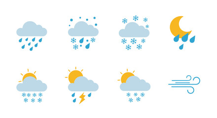 Collection of Weather Icons Representing Different Atmospheric Conditions.