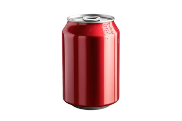 Soda can isolated on white background showcasing vibrant red color and realistic texture under high resolution