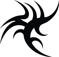 Obraz premium Tribal tattoo design silhouette abstract black swirls sharp edges dynamic movement symbol
