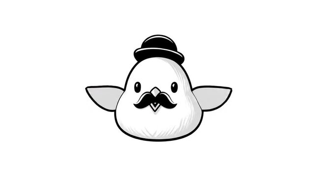Cartoon bird with hat and mustache