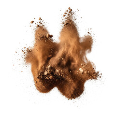 Brown Dust Cloud Explosion on Transparent Background