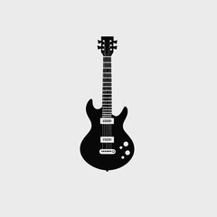 Obraz premium Sleek electric guitar illustration against light gray backdrop in dramatic silhouette
