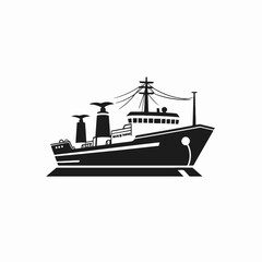 Obraz premium Industrial freighter vessel with sturdy design rendered as a black silhouette
