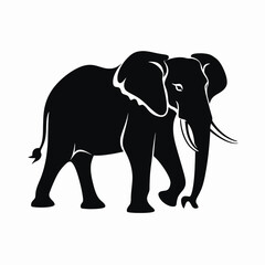 Fototapeta premium Elegant African elephant strolls gracefully across the scene in stark silhouette