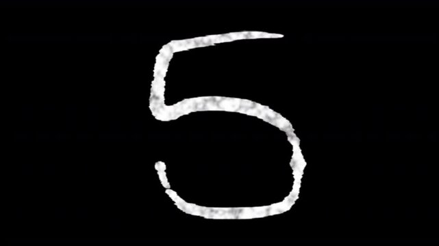 number 5 or five pencil or white chalk roman numeral  hand drawn or written handwriting sketchy style animation with transparent alpha background 4K