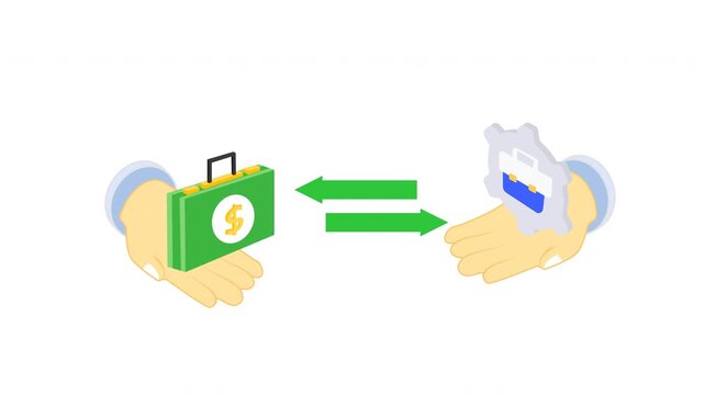 Isometric Business Transaction and Value Exchange Animation Icon