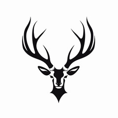 Majestic deer head with impressive antlers creates a bold, clean silhouette