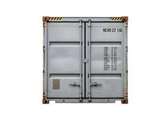 Closed Metal Shipping Container: Industrial Cargo Unit Exterior View isolated on transparent background
