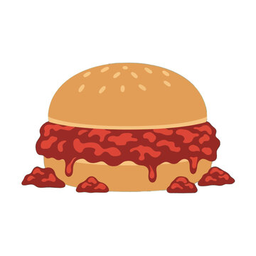 A delectable illustration of a sloppy joe sandwich, showcasing its appealing colors and simple design.