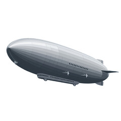 Fototapeta premium A detailed illustration of a classic airship, rendered in muted tones of gray, against a stark black backdrop.