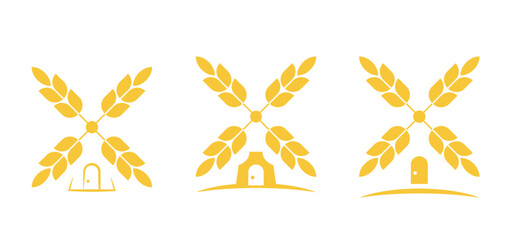 vector collection of windmill silhouette icons. windmill silhouette vector,windmill icon symbol. Windmill mill farm simple icon vector set