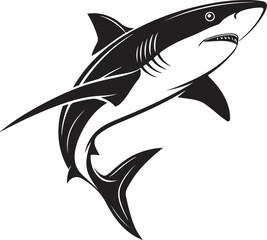 Fototapeta premium Striking Black and White Shark Illustration A Powerful Depiction vector