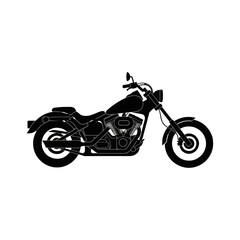 Obraz premium A minimalist, graphic illustration of a motorcycle, presented in a stark black and white silhouette.