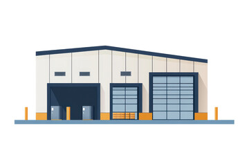 Warehouse building exterior with minimal design showcasing clean lines and modern architecture in daylight