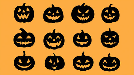 Pumpkin patch: A delightful array of carved jack-o'-lanterns gleams with anticipation. The joyful faces embody the spirit of Halloween against a backdrop of vibrant orange.