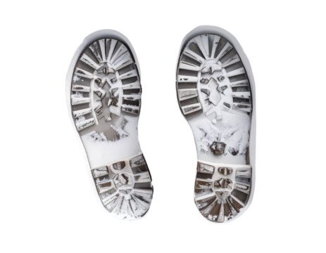 Boot Prints in Icy Snow, Random Scatter, Transparent PNG