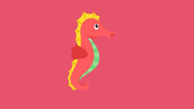Animation of sea horse over abstract pattern over pink background