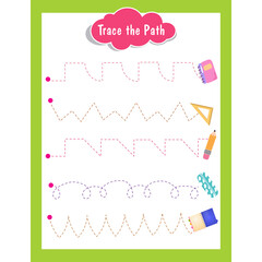 Trace the path worksheet activity for kids page 15