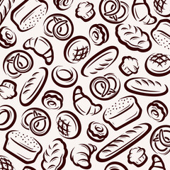 Bread background, pattern set. Collection icons bread. Vector