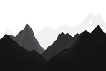 Cloudy sky above dark silhouettes of mountains creates a dramatic landscape at dusk