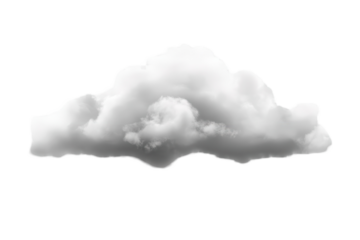 Fluffy white cloud isolated on transparent background for design and creative projects in low resolution with gigapixel detail