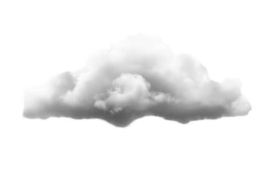 Fluffy white cloud isolated on transparent background for design and creative projects in low resolution with gigapixel detail