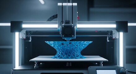 3D Printing a Unique Blue Object.