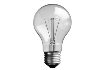 Transparent light bulb png element set against a clear background suitable for various graphic design projects and creative applications