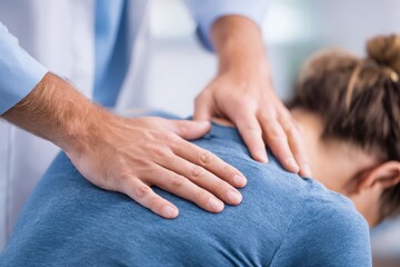 Chiropractor performing gentle spinal adjustment on a patient in a well-lit clinic setting