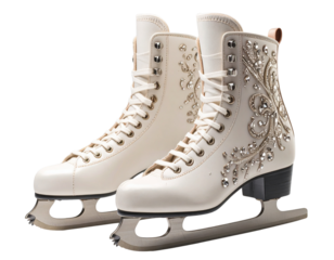  Figure Skating Boots with Sparkle Detail, Diagonal Angle, Transparent PNG