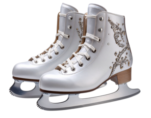  Figure Skating Boots with Sparkle Detail, Diagonal Angle, Transparent PNG