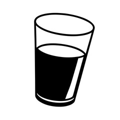 Minimalist Line Art Vector of Transparent Glass with Water for Health Wellness and Interior Design
