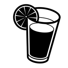 Minimalist Vector of Water Glass with Lemon Slice for Refreshing Summer and Fitness Themes
