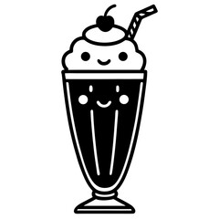 Fun and Colorful Milkshake Vector with Whipped Cream Cherry and Sprinkles for Kids Menus
