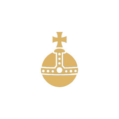 A stylized, gold-colored crown icon, featuring a simple, elegant design.