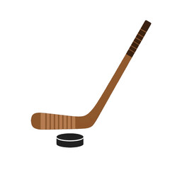 A simple illustration shows a hockey stick positioned ready to hit a hockey puck.