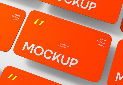 Floating Business Card PSD Mockup with Rounded Corners