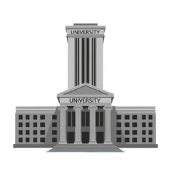 Obraz premium A stylized illustration of a grand university building, showcasing classical architectural elements in muted grayscale tones.