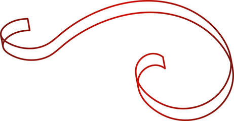 Red ribbon line. Decoration for party, holiday